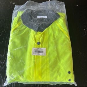 Nylon PVC bright yellow raincoat high visibility NEW